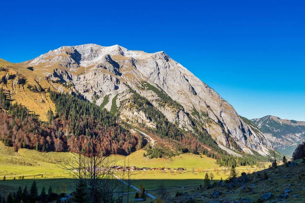Vista Otoño Los Árboles Arce Ahornboden Montañas Karwendel Tirol Austria —  Fotos de Stock