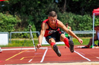 Regensburg, Almanya - 20 Temmuz 2019: uzun atlama şampiyonası