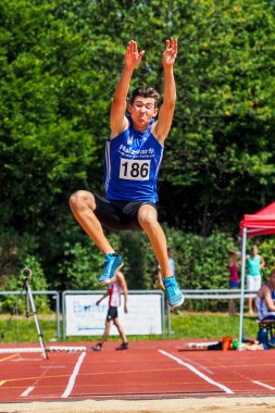Regensburg, Almanya - 20 Temmuz 2019: uzun atlama şampiyonası
