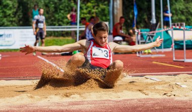 Regensburg, Almanya - 20 Temmuz 2019: uzun atlama şampiyonası