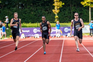 Regensburg, Almanya - 20 Temmuz 2019: Bavyera Atletizm Şampiyonası 400 metre yarışı