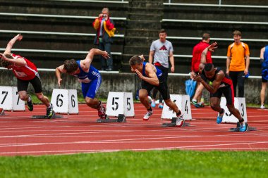 Regensburg, Almanya - 20 Temmuz 2019: Bavyera Atletizm Şampiyonası 400 metre yarışı