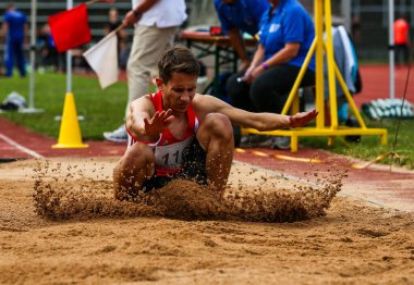 Regensburg, Almanya - 20 Temmuz 2019: uzun atlama şampiyonası
