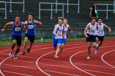 Regensburg, Almanya - 20 Temmuz 2019: Bavyera Atletizm Şampiyonası 4x400