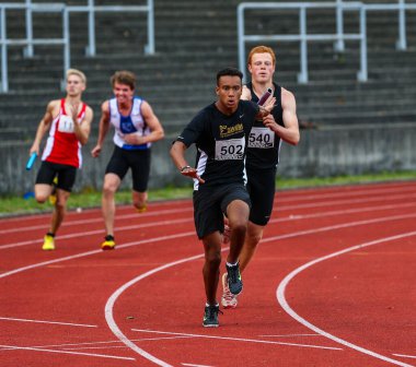 Regensburg, Almanya - 20 Temmuz 2019: Bavyera Atletizm Şampiyonası 4x400
