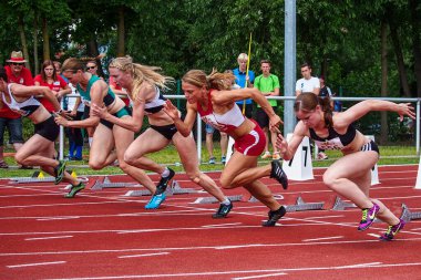Regensburg, Almanya - 20 Temmuz 2019: Bavyera Atletizm Şampiyonası 400 metre yarışı