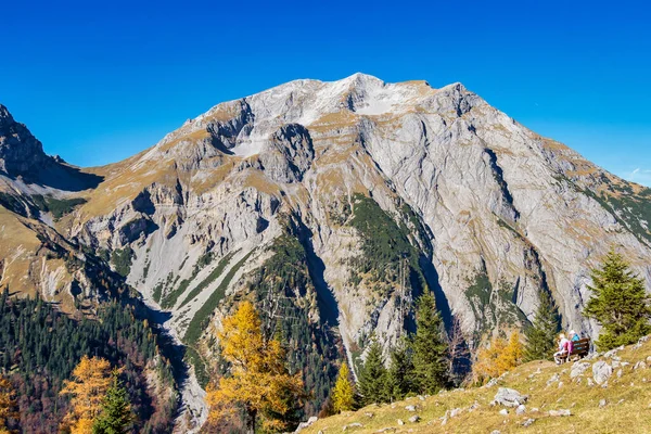 Vista Otoño Los Árboles Arce Ahornboden Montañas Karwendel Tirol Austria — Foto de Stock