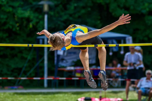 Regensburg Juli 2019 Bayerische Leichtathletik Meisterschaft Hochsprung — Stockfoto