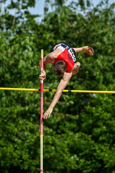 Regensburg Alemanha Julho 2019 Evento Salto Vara Campeonato Atletismo Baviera — Fotografia de Stock