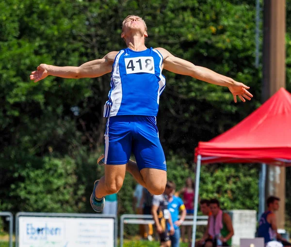 Regensburg Alemanha Julho 2019 Evento Salto Distância Campeonato Bávaro Atletismo — Fotografia de Stock