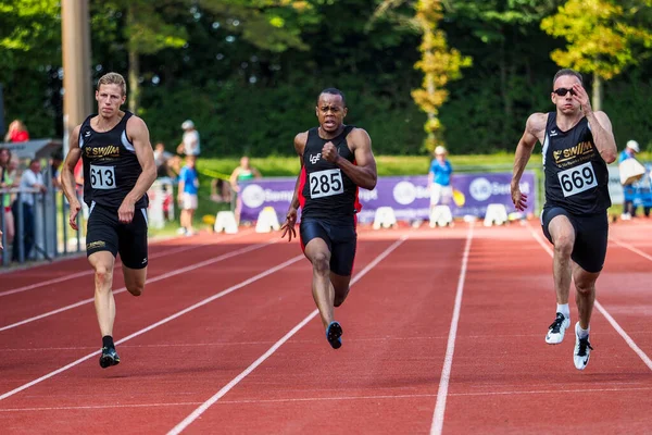 Regensburg Almanya Temmuz 2019 Bavyera Atletizm Şampiyonası 400 Metre Yarışı — Stok fotoğraf