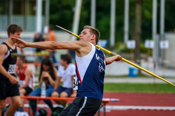 Regensburg Alemanha Julho 2019 Evento Arremesso Dardo Campeonato Bávaro Atletismo — Fotografia de Stock