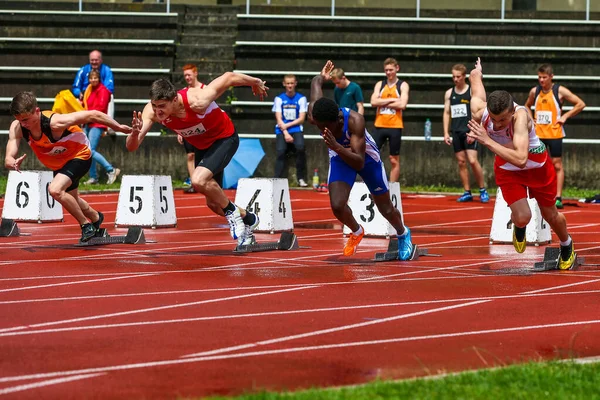 Regensburg Germany July 2019 Bavarian Athletics Championship 400 Meter Race — Stock Photo, Image