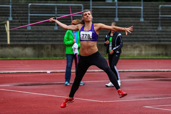 Regensburg Németország 2019 Július Bajor Atlétikai Bajnoki Gerelydobás — Stock Fotó