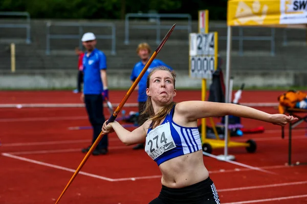 Regensburg Duitsland Juli 2019 Bavarian Atletiek Kampioenschap Speerwerpen Evenement — Stockfoto