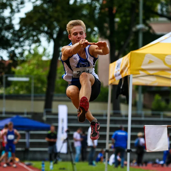 Regensburg Alemanha Julho 2019 Evento Salto Distância Campeonato Bávaro Atletismo — Fotografia de Stock