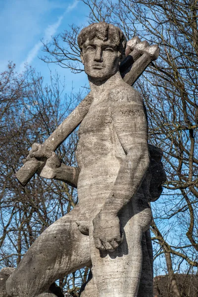 Neptunfontänen Den Gamla Botaniska Trädgården Nära Centrum München Tyskland — Stockfoto