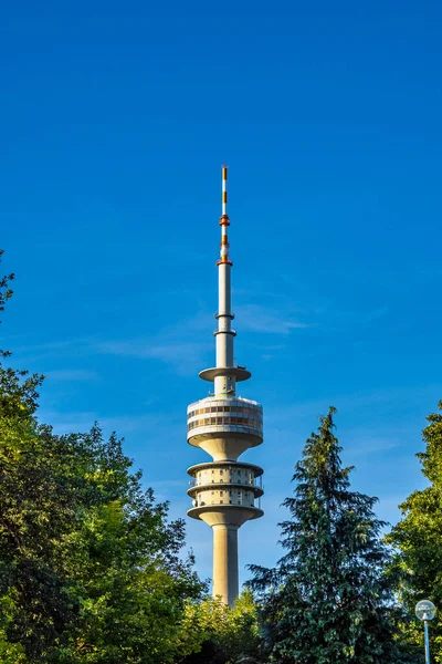 Monachium Niemcy Olimpiaturm Całkowitą Wysokość 291 Masę 500 Ton Wysokości — Zdjęcie stockowe