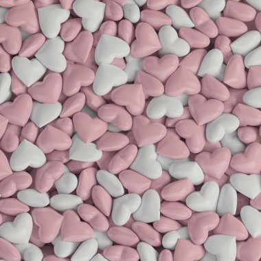 3D pembe beyaz kalpleri arka plan seviyorum