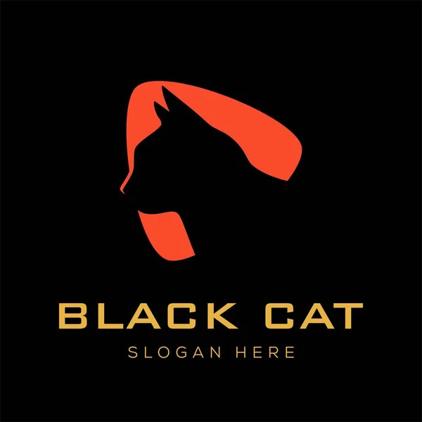 Preto Gato Logotipo Design Inspiração — Vetor de Stock