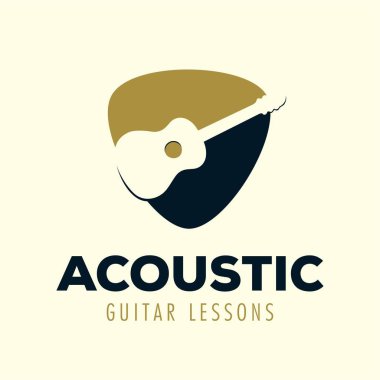 Akustik gitar dersleri logo şablonu tasarım ilham