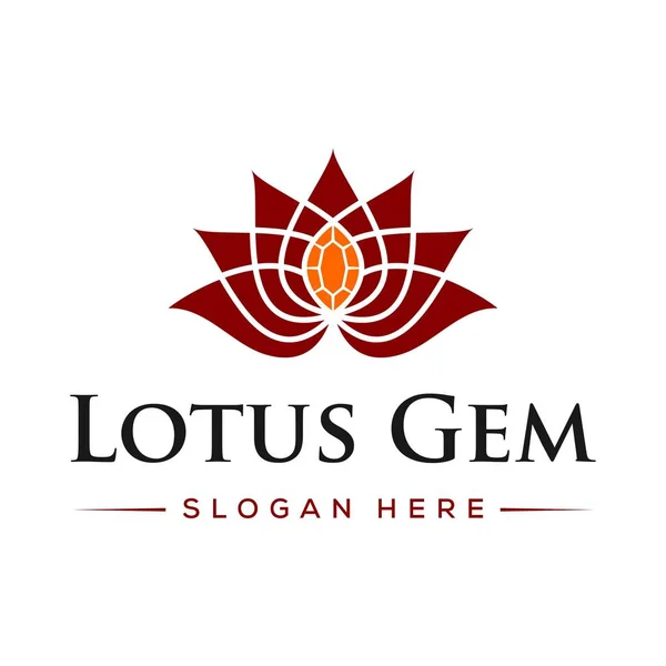 Lotus Gem Vector Logo Szablon — Wektor stockowy