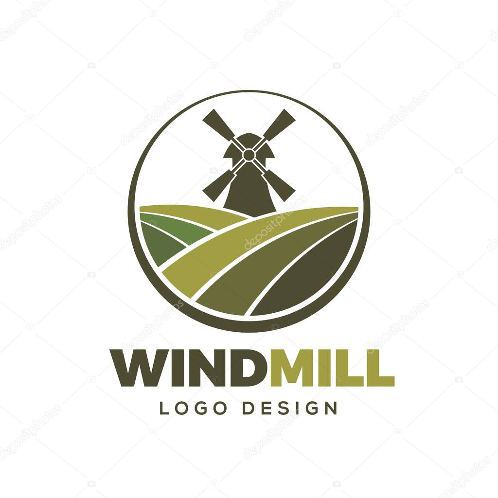 windmill farm logo design template