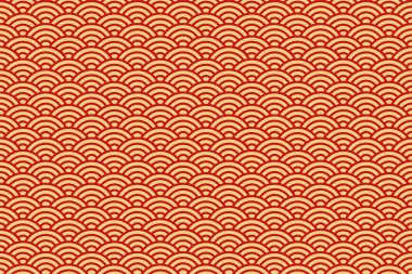 Çince Geleneksel oryantal süs arka plan, kırmızı altın bulutlar deseni