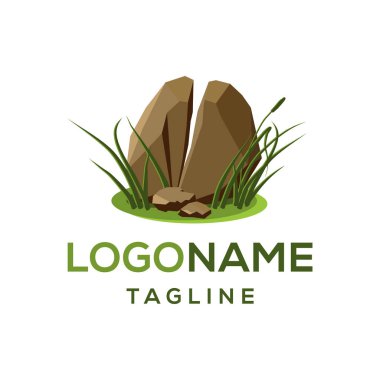 Gerçekçi kırık taş logo tasarım şablonu