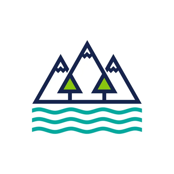 Logo Design Vorlage Für Berge Wald Und Meer — Stockvektor