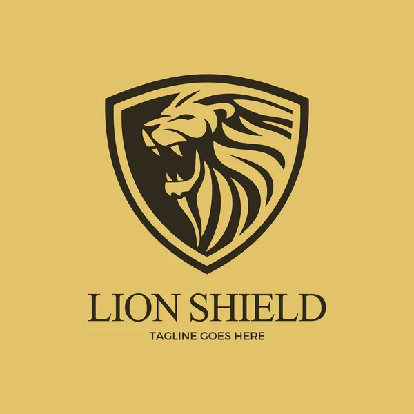 Lion Shield Vector Art Logo Template Fundo Luz — Vetor de Stock