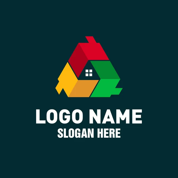 Logo Immobiliare Design Triple House Logo Design Template — Vettoriale Stock