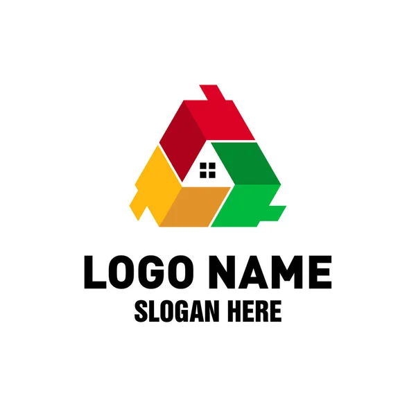 Logo Immobiliare Design Tripla Casa Logo Design Ispirazione — Vettoriale Stock