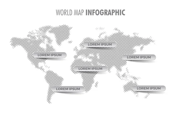 Leichte Halbton Weltkarte Infografik Vorlage — Stockvektor