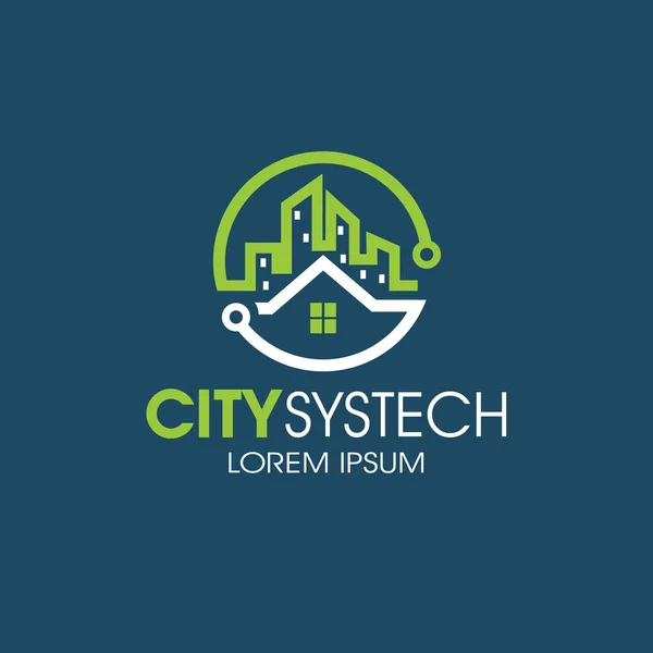 Diseños Logotipo Tecnología Ciudad — Vector de stock