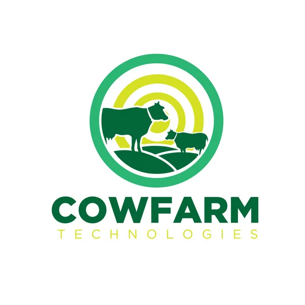 Vaca Granja Logo Diseños Tecnología — Vector de stock