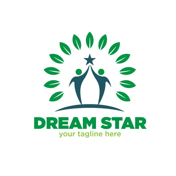 Sonho Estrela Logotipo Projeta Árvore — Vetor de Stock