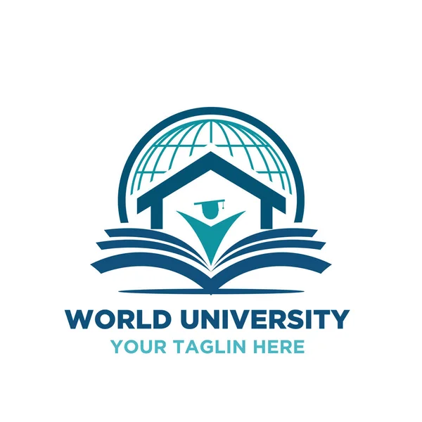 Desain logo universitas dunia - Stok Vektor