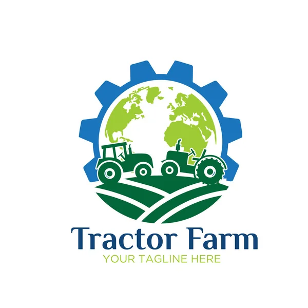Diseño del logo del icono de granja tractor — Vector de stock