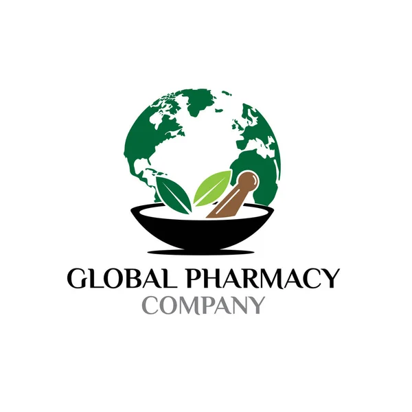 Παγκόσμια Φυτικό Σχεδιασμό Λογότυπο Φαρμακείο Σύγχρονο Για Την Ιατρική Διάνυσμα Αρχείου