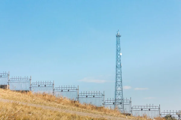 Strommast Auf Innermongolischem Grasland Gegen Blauen Himmel China — Stockfoto