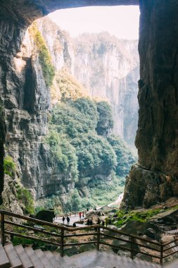 Chongqing Çin, üç doğal köprü, Wulong antik doğal köprü manzara alan, Wulong Milli Parkı, Çin'deki ünlü Vadisi