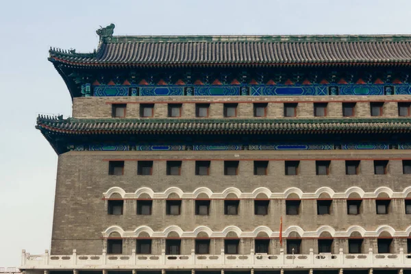 Ujęcie Poziome Brama Zhengyangmen Qianmen Znajduje Się Południowej Części Placu — Zdjęcie stockowe