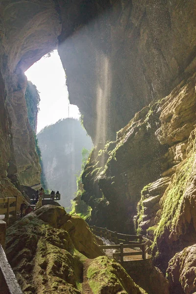 Chongqing Çin, üç doğal köprü, Wulong antik doğal köprü manzara alan, Wulong Milli Parkı, Çin'deki ünlü Vadisi