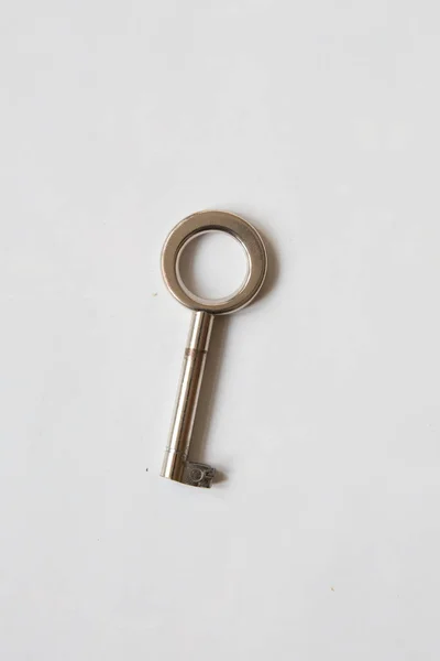 Iron Vintage Key White Background — Stock Photo, Image