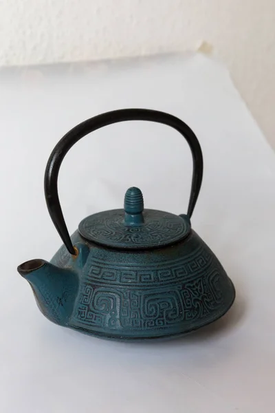 Blue Traditional Chinese Cast Iron Teapot White Background — Stock Photo, Image