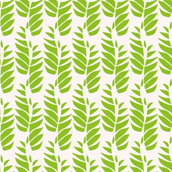 Folhas abstratas verdes em design geométrico vertical descontraído. Padrão de vetor sem costura no fundo claro Ótimo para spa, beleza, bem-estar orgânico, produtos de jardim, artigos de papelaria, tecido, decoração de casa — Vetor de Stock