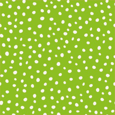 Dağınık tasarım beyaz elle çizilmiş dairesel boya noktalar. Sorunsuz vektör yeşil zemin üzerine desen. Koordinat, ileti örneği, giftwrap, refah, doğal, organik ürünler, ev dekor olarak harika