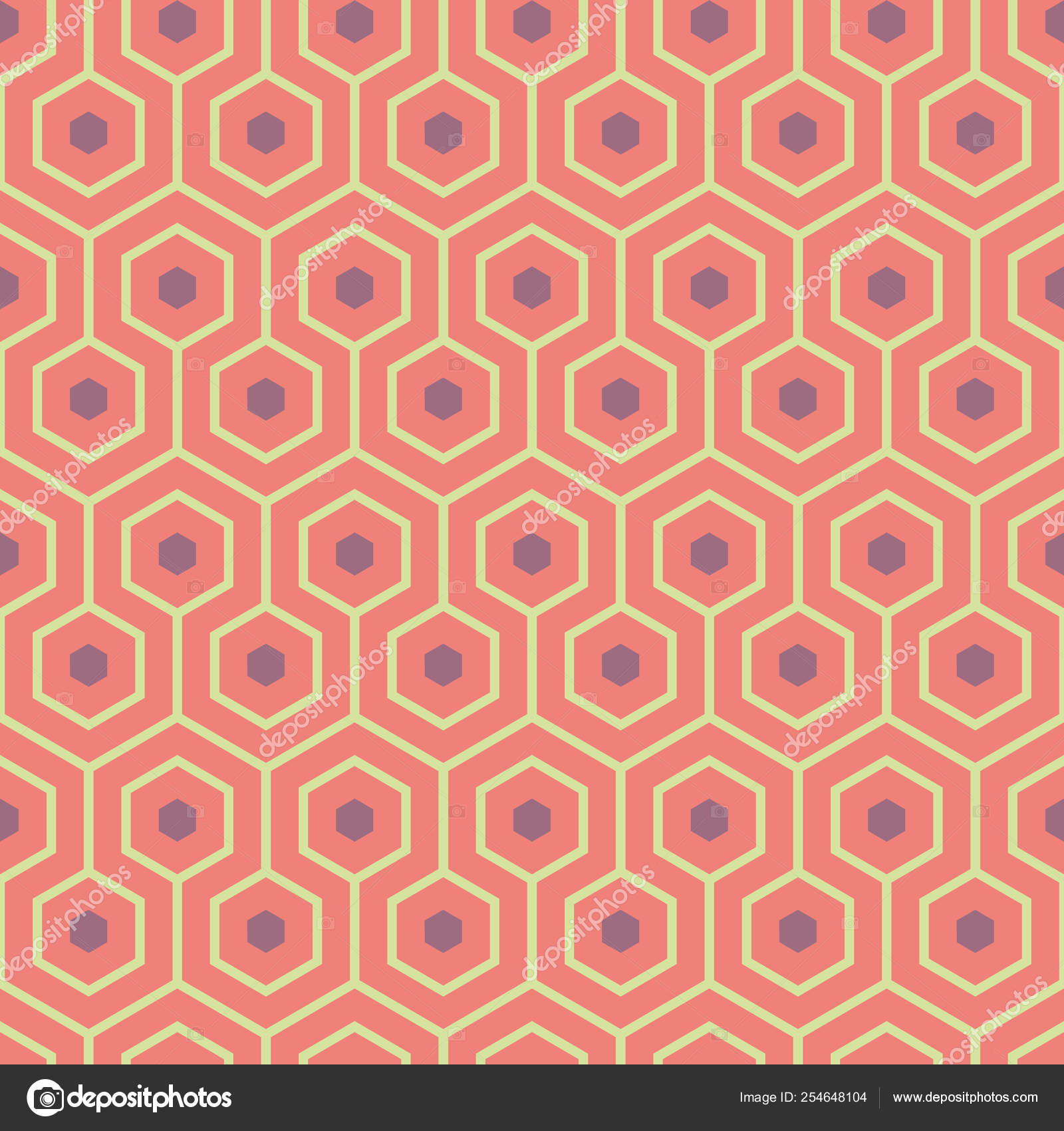 Orange Purple Yellow Green Meandering Geometric Hexagons