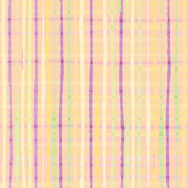 Moderne karierte nahtlose Vektormuster. kariertes Pastellgelb, Lila und Grün mit handgezeichneten Streifen. ideal für Wohlbefinden, Baby, Sommer, Küche, Partyartikel, Verpackungen, Schreibwaren. — Stockvektor